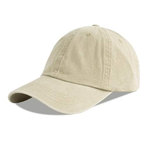 LANGZHEN Unisexe Casquette de Baseball 100% Coton pour Hommes Femmes Lavable Denim réglable Papa Cap (Kaki)