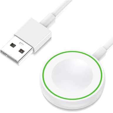 Chargeur Magnétique pour Apple Watch Series 10/9/8/7/6/5/4/3/SE/Ultra, Station de Chargement Rapide, Interface USB, Câble de Charge Magnétique sans Fil de 1m- Blanc
