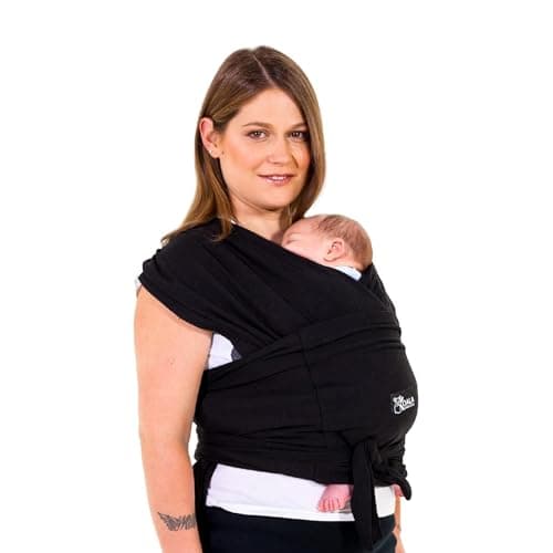 Koala Babycare Une écharpe de portage facile à enfiler, réglable, unisex - Porte-bébé multifonctionnel pour jusqu’à 9 kg - Noir - Design Enregistré KBC®