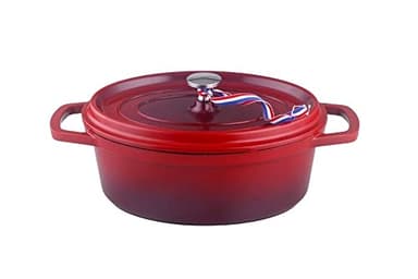 Kamberg - Cocotte 30 cm Ovale Rouge Flammée - Fonte d'aluminium - Revêtement pierre - Tous Feux dont Induction - Sans PFOA - 0008191