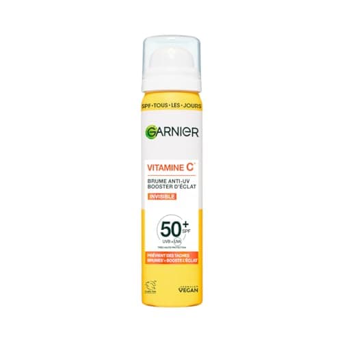 GARNIER Skin Active - Brume Visage SPF50+ - Illumine & Prévient L'Apparition Des Taches Brunes - Fini Invisible - Vitamine C & Vitamine E - Vegan & Cruelty Free - Tous Types de Peaux