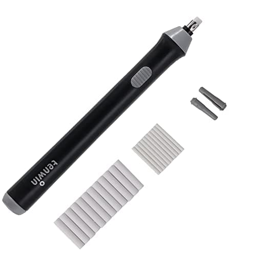 Gomme électrique, kit de gomme à piles avec 22pcs de gommes remplaçables supplémentaires pour les artistes, gomme à crayon automatique portable, noir