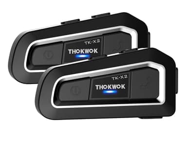 THOKWOK Intercom Moto Duo pour 2 Casques TK-X2 Ecouteur Bluetooth pour Casque Moto, 1000M Kit Main Libre Oreillette Bluetooth, Communication Système pour Motocross/ATV/Motoneige/Vélo(2 Pièce)