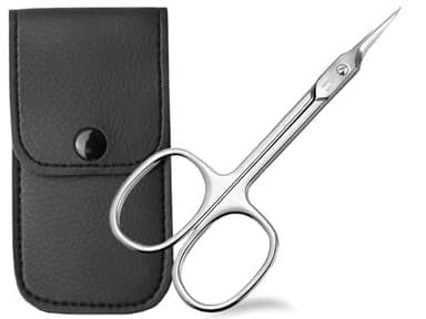 Ciseaux à cuticules de Solingen avec étui - Fabriqué en Allemagne - Manucure Pédicure avec lame incurvée pour une coupe et un retrait précis des cuticules 9,5 cm
