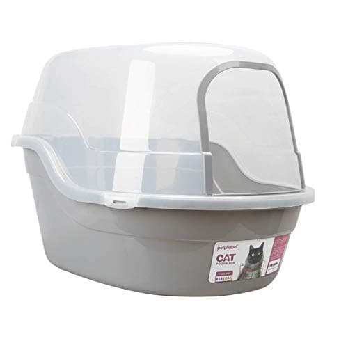 petphabet Grand bac à litière pour chat avec couvercle, taille XXL, 63 x 49 x 42 cm, avec couvercle, gris
