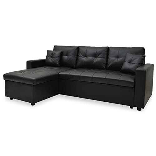 INTENSE DECO Canapé d'angle Convertible Cuero Noir