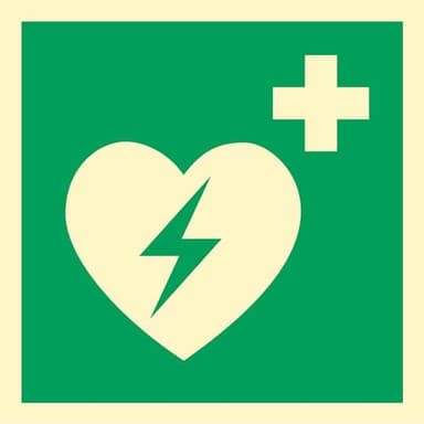 notlok Safety Work - Panneau Défibrillateur Cardiaque [ 15 x 15 cm ] | PVC, Photoluminescent + Bande Adhésif | DIN ISO7010 | Dae, Defibrillateur Cardiaque, Defibrilateur, Defribillateur Cardiaque
