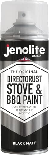 JENOLITE Directorust Bombe de Peinture pour Barbecue et Poêle - Noir Mat, Peinture Haute Température jusqu’à 650°C, Aérosol Thermique pour BBQ, Braséro, Cheminée, Radiateurs, Automobiles I 400 ml