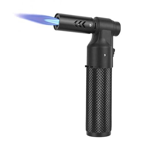 CTDMJ Chalumeau de cuisine au butane - Briquet - Rechargeable - Portable - Mini chalumeau au butane réglable(sans gaz) (Noir)