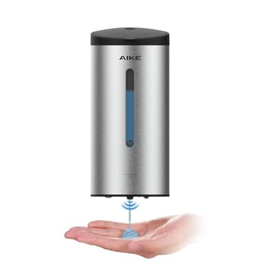 AIKE AK1205C Distributeur de Savon Mural Automatique 800 ML en Acier Inoxydable - Adapté aux Lavabos de Salle de Bain - Surface Brossée Anti-Traces de Doigts