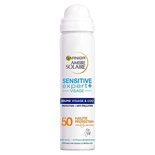 Garnier Ambre Solaire - Brume Visage et Cou - Protection et Anti-Pollution Sensitive Expert+- FPS 50 - 75 mL