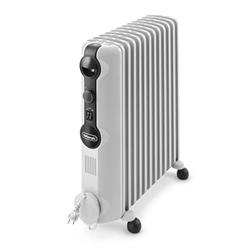 De'Longhi Radia S TRRS1225, Radiateur Bain d'Huile, Radiateur Électrique Économe en Énergie avec 12 Ailettes pour des Pièces jusqu'à 75m³, 3 Niveaux Chauffage, Thermostat de Sécurité, Antigel, Gris