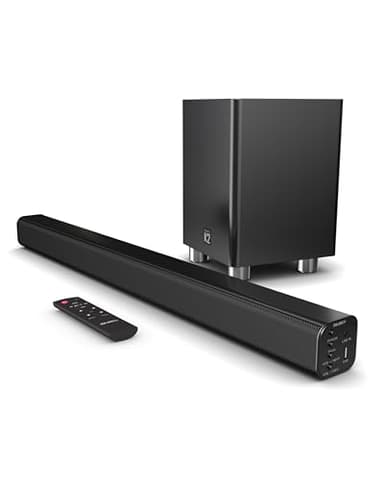 Majority Barre de Son TV Bluetooth | 150W 2.1 Home Cinema sans Fil | Enceintes pour Téléviseur | Barres de Son HMDI Arc | Bar De Son TV avec Caisson de Basse sans Fil | Enceinte TV K2 (Noir)
