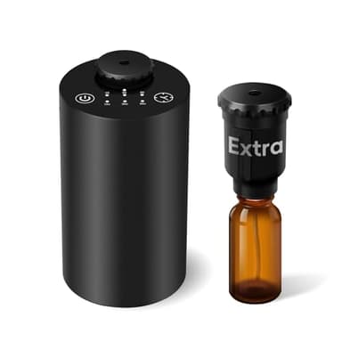 Diffuseur d'huiles essentielles sans Eau pour Usage Domestique, à Piles, sans Fil, en Alliage d'aluminium Noir, avec Deux atomiseurs (Noir-2)