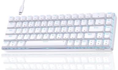 Dierya Clavier Gamer Mécanique 60% Câblé avec Interrupteur Rouge,T68SE Clavier Gaming LED Rétroéclairé Type-c Mechanical Keyboard Compact 68 Touches Anti-ghosting-US Layout,Blanc