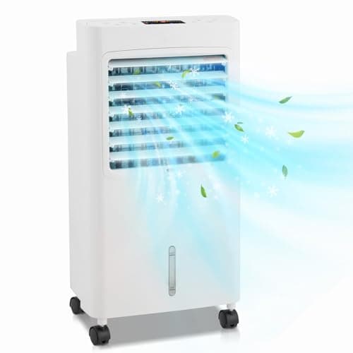 LEADZM Climatiseur Mobile, Climatiseur d'Air Mobile 4 en 1 Rafraichisseur d'Air par Evaporation Refroidisseur Portable,Réservoir d'eau de 8L,75W,Débit d'air 550m³/h