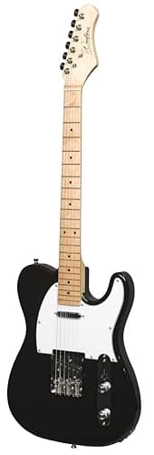 Guitare électrique Woodbrass TL100 Noire - Guitare polyvalente idéale pour débuter - Corps forme T Tilleul Américain Touche érable - Style country, hard, rock
