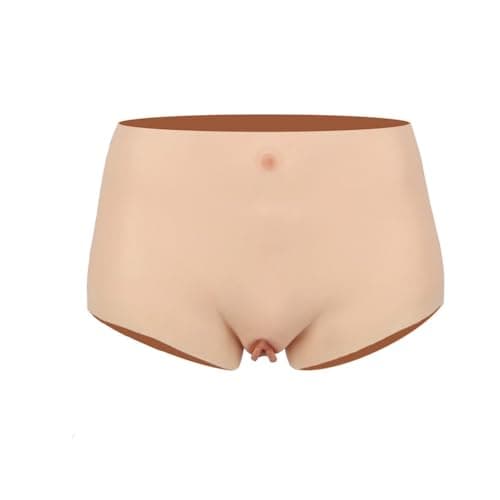 WISFANCY Hommes Culotte Sissy en Silicone Culotte de Hanche Faux Vagin sous-vêtements Vagin réaliste Caleçon Boxeur pour Travestis Transgenre Dragqueen Cosplay, Blanc Ivoire, M