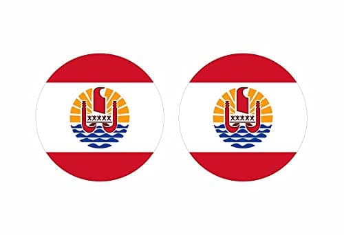Akachafactory 2X Autocollant Sticker Rond cocarde Drapeau Tahiti polynesie Francaise