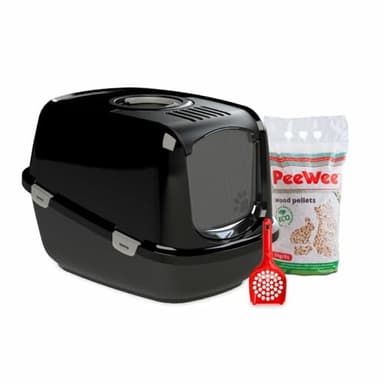 Litière pour chat XXL - Peewee ecodome Starter Pack noir