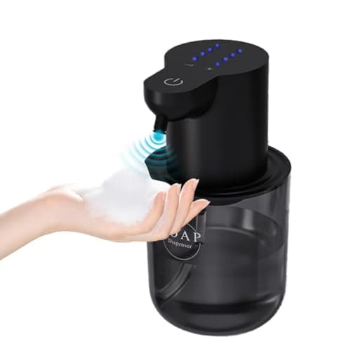 YSWOVUO 400ML Distributeur Savon Automatique Étanche, Électrique Distributeur Savon Mousse avec Capteur, Mural, Volume de Mousse Réglable à 4 Niveaux, Noir, pour Salle de Bain, Cuisine