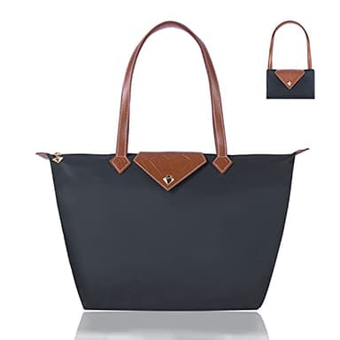 BOJLY Sac à Main Pour Femmes, Sac à bandoulière, Sacs à Main Pour Les Femmes Diamant Sac Fourre-tout en Nylon Dames Shopping Pliant Fourre-tout Plage Sac de Voyage Imperméable Gris