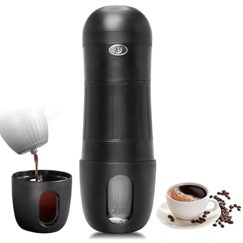 JOPWUE Machine à expresso électrique portable, cafetière de voyage pour camping, grande capacité 180 ml, mini machine à café portable, avec café moulu et capsule NS pour camping-car, randonnée, bureau
