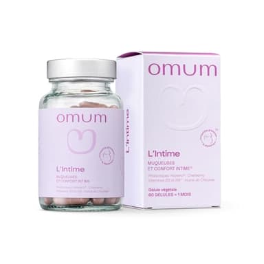 OMUM - Complément Alimentaire Confort Intime et Urinaire aux Probiotiques - L'Intime - 60 gélules 1 mois - Protège et rééquilibre la flore - Naturel,Fabriqué en France,Compatible grossesse allaitement