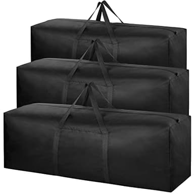 3 Pack Sac de Voyage de Grande capacité, Grand Holdall Pliant Lourd 600D Tissu Oxford Sacs à Bagages de Stockage Longs avec Fermetures éclair pour Le Camping en Mouvement Noir