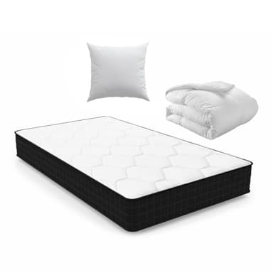 Luxirest Matelas 90x190,Ensemble Matelas et Couette et Oreiller,Matelas 1 Personne 15cm Épaisseur(Pack Matelas 90x190cm)