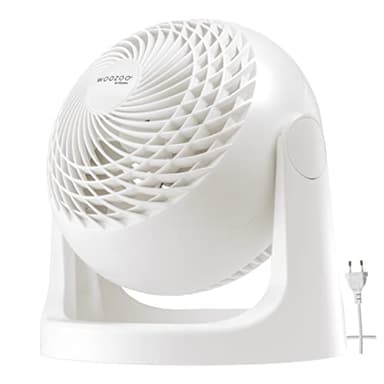 Iris Ohyama, Woozoo Ventilateur de Table, 23m², Inclinaison verticale à 360°, Blanc, 3 Vitesses, Silencieux, Portable, Idéal pour Chambre, Cuisine, Refroidisseur d'air, Puissant, PCF-HE18