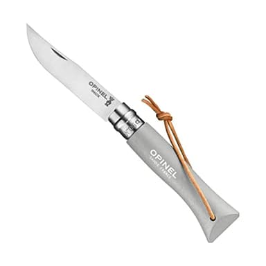 Opinel Couteau Baroudeur n° 6 VRI Gris Nuage avec Lacet Cuir