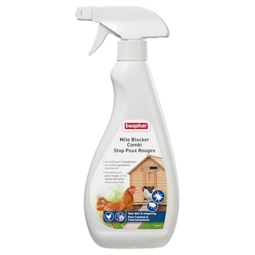 Beaphar – Spray Stop poux Rouges pour l'animal et l'environnement – Immobilise Les poux Rouges et Les Autres parasites mécaniquement – Ne Contient Aucun Insecticide Chimique ni Pesticide – 500ml