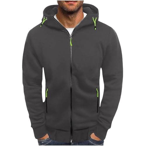 Susenstone Sweat Homme à Capuche Zippé Hiver Chaud Veste Sport DéContracté Léger Respirant Hoodie Pull Manches Longues Couleur Unie Sportswear avec Poche Veste en Sweat Pas Cher VêTements