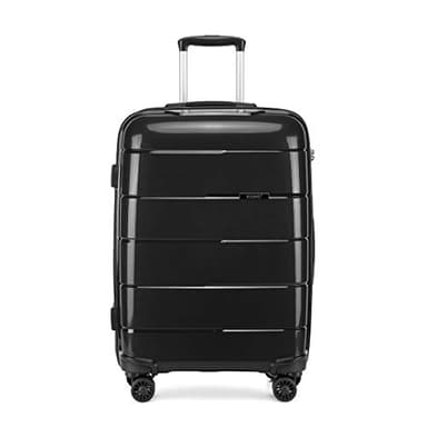 Kono Grand Valise Rigide en Polypropylène Bagage de 28 Pouces Léger 4 roulettes avec Serrure TSA(Noir, L (74cm - 105L))