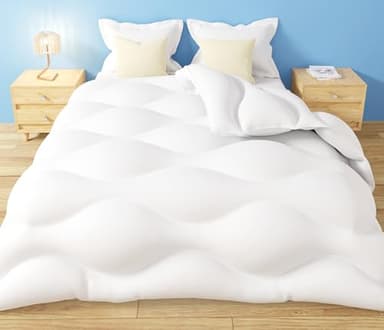 CASABEL Couette 240x260 cm Chaude Grand Froid Nuage – Blanc – Garnissage densité 700 GSM - Fibre Creuse Haute – Traitement Anti-acarien, bactérien, moisissures – Couverture 1/2 Personnes