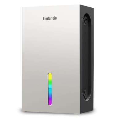 Déshumidificateur d'air 2400ML Déshumidificateur électrique avec 4 condenseurs,tuyau de vidange,Arrêt Automatique,Lumière LED,Deshumidificateur pour Chambre,Salle de Bain,Sous-sol 1500ml/24h