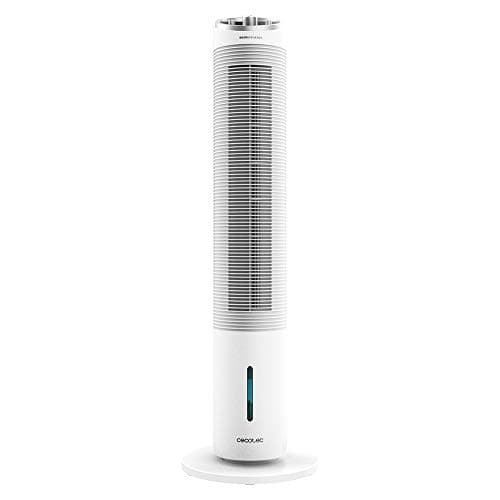 Cecotec Rafraîchisseurs d'air par évaporation EnergySilence 2000 Cool Tower. Puissance 60 W, réservoir amovible de 2 litres, 3 vitesses, oscillation de 60º, débit d'air de 800 m3 / h
