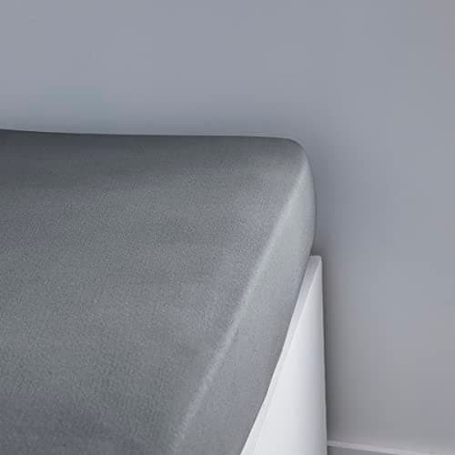 Drap Housse 140X190cm 2 Personnes Jersey Uni Essential Acier, Gris