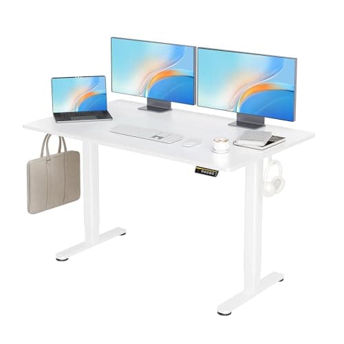 Claiks Bureau Électrique Réglable en Hauteur 140x70 Cm (FSC®) - Bureau Assis-Debout avec Mémoire, Gestion De Câbles, Moteur Silencieux, Design Ergonomique, Blanc - Idéal pour Télétravail