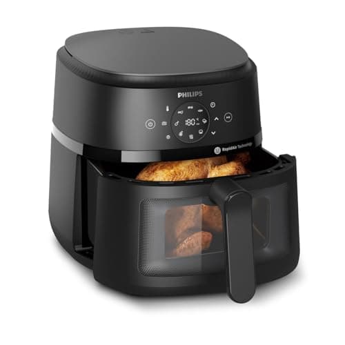 Philips Air Fryer Série 2000 6.2L - 13 façons de cuisiner, technologie Rapid Air, jusqu'à 90% de matières grasses en moins, fenêtre de cuisson, écran tactile, noir (NA230/00)