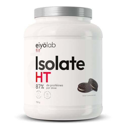 ISOLATE HT | Isolat de Protéines en Poudre | Jusqu’à 90% de Protéines Musculation Rapide| Riche en BCAA et Glutamine | Texture Onctueuse Goût Cookies | Faible en Lactose | 750G | Eiyolab