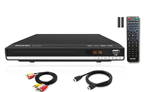 Roxel RDP-S500 Lecteur DVD avec câble HDMI pour TV, lecteur DVD multi-régions avec port USB, télécommande, lecteur CD avec HDMI Full HD et port RCA