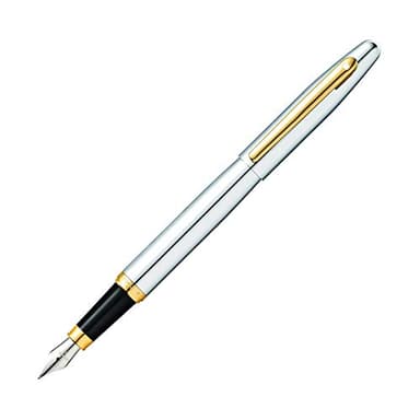 Sheaffer VFM Chrome Fountain Pen with Gold Tone Appointments and Medium Nib