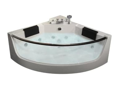 Vente-unique - Baignoire balnéo d'angle vitrée - 2 places - 330 L - 138 x 138 x 59 cm - EVELINA