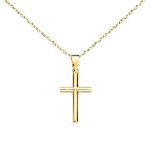 Collier - Médaille Croix Or 18 Carats 750/000 Jaune - Chaine Dorée