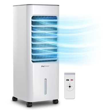 Pro Breeze Rafraîchisseur d’Air Portable 5L, Ventilateur, Humidificateur, 3 Vitesses, Oscillation Automatique, Minuterie, Télécommande - Refroidisseur d’Air par évaporation Mobile et Puissant