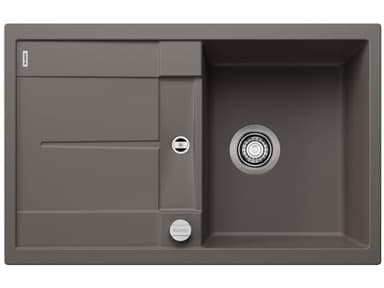 BLANCO METRA 45 S Évier en granit gris volcanique SILGRANIT Type de montage : montage par le haut, réversible, pour armoires inférieures de 45 cm de large, grand bassin, surface facile à nettoyer