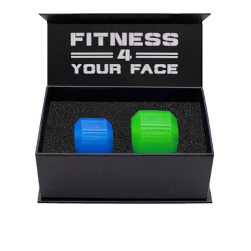 Jawzrsize Pop N Go Exerciseur de mâchoire pour homme – Ensemble d'entraînement de mâchoire bleu et vert intermédiaire, soulagement de la mâchoire, réducteur de double menton, façonneur de mâchoire et