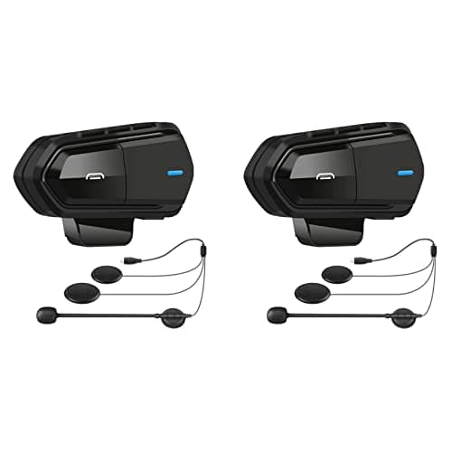 Beelooom Lot de 2 microphones intercom B35 pour moto, Bluetooth 5.0, casque d'écoute, radio FM, Hi-Fi, qualité sonore, noir Siri, 750086341